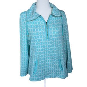 Charter Club Weekend Womens Size XL Blue Turtleneck Half Zip 100% Cotton